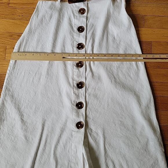 Forever 21 Belted Linen Blend Midi Sun Dress Fit Flare Coastal Summer - Picture 9 of 12